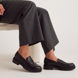 Quince Black Italian Leather Lug Sole Loafer